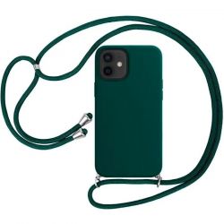 Coque Silicone avec Cordon Apple iPhone 12 (09) Vert Nuit