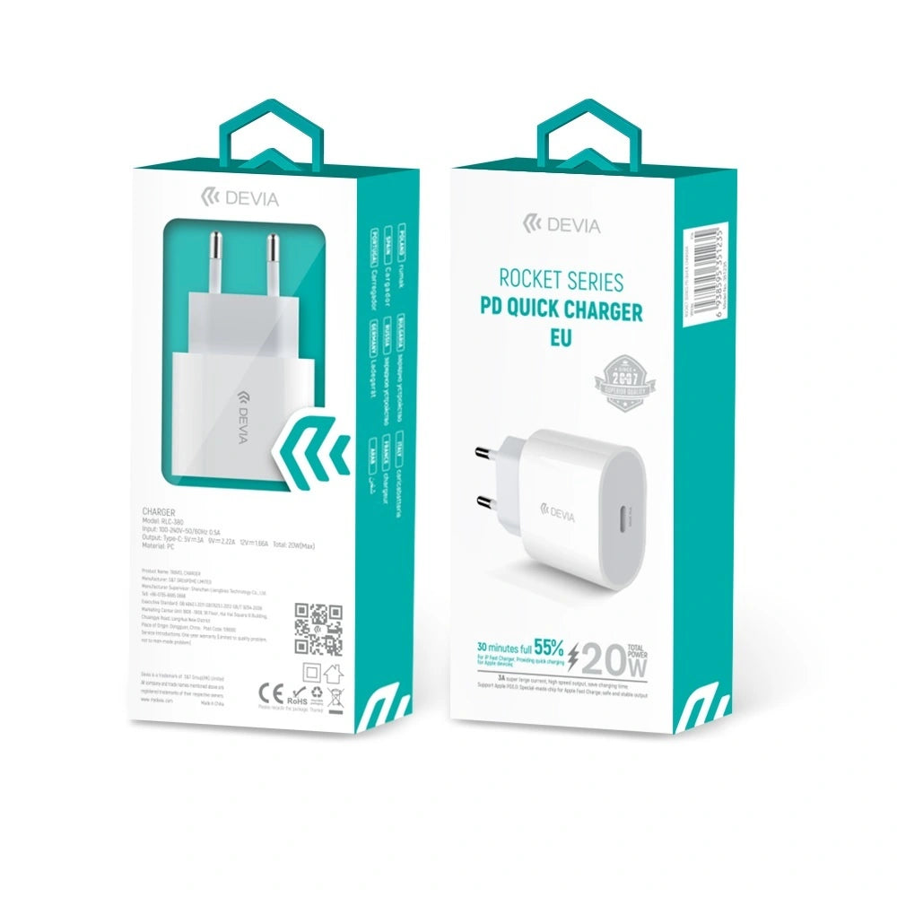 Devia Chargeur Rapide 20W USB-C PD 3.0 Blanc