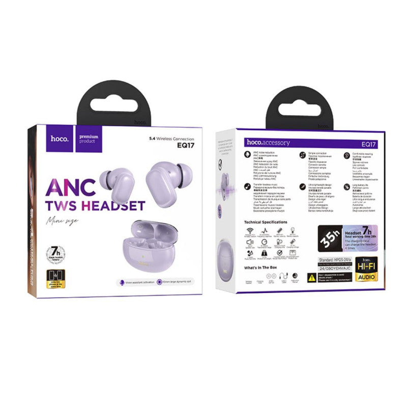 Hoco EQ17 Praise – Écouteurs True Wireless Bluetooth avec ANC (Réduction de bruit active)