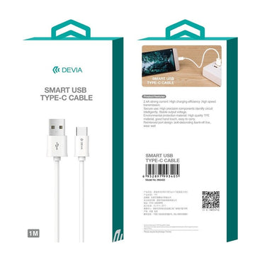 Devia – Câble Premium USB vers USB-C 2A Charge Rapide (Blanc)