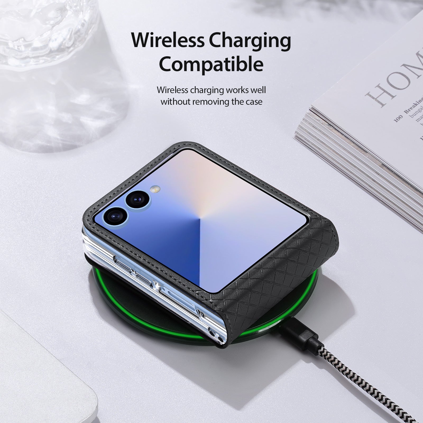 Coque Bril Series PU Leather pour Samsung Z Flip7 5G