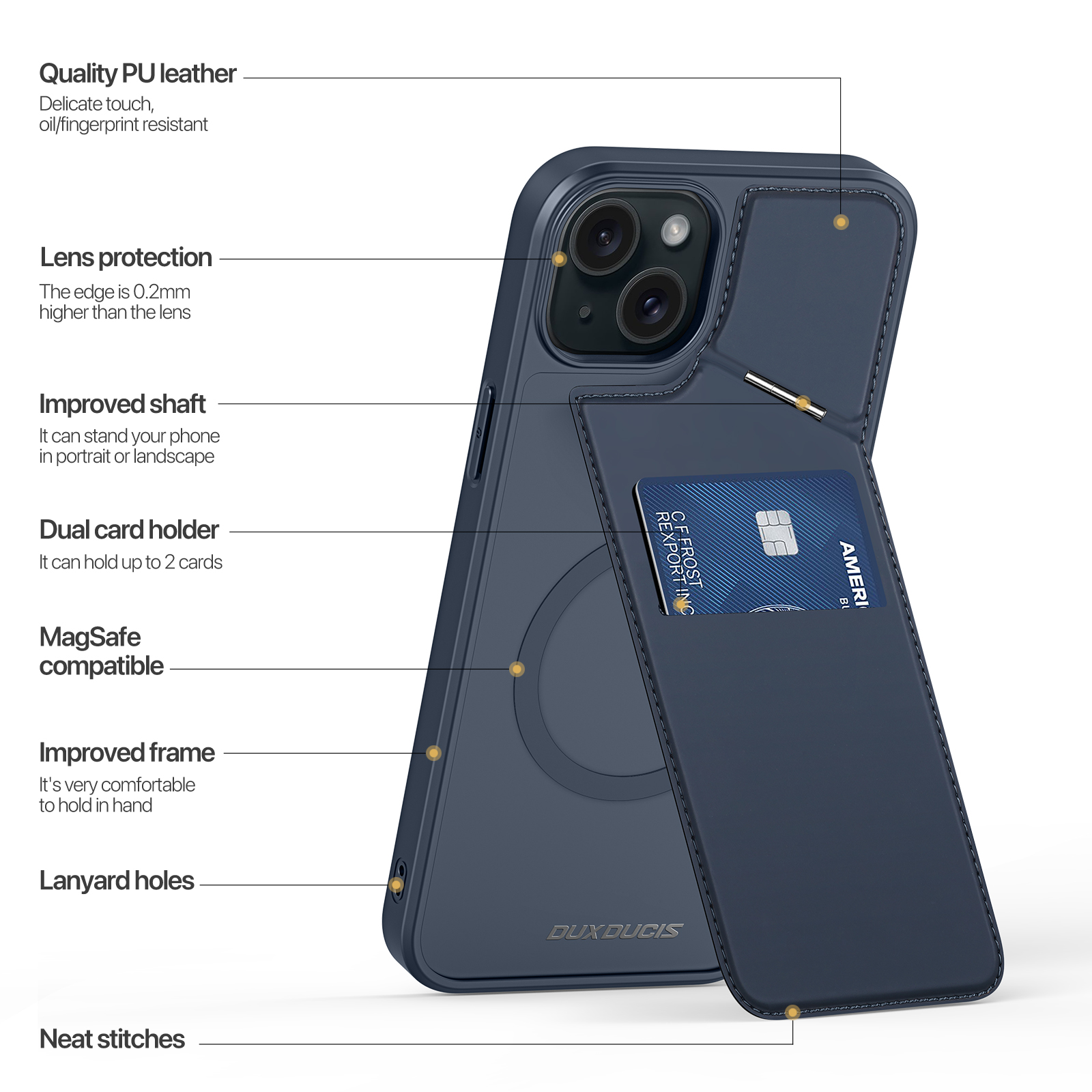 Rafi II Series Back Cover for iPhone 15 Plus