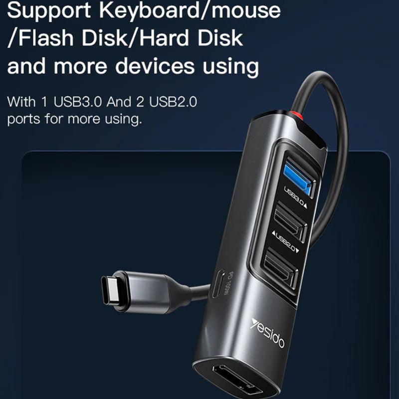 Yesido HB22 – Hub USB-C 5-en-1 (100W PD)