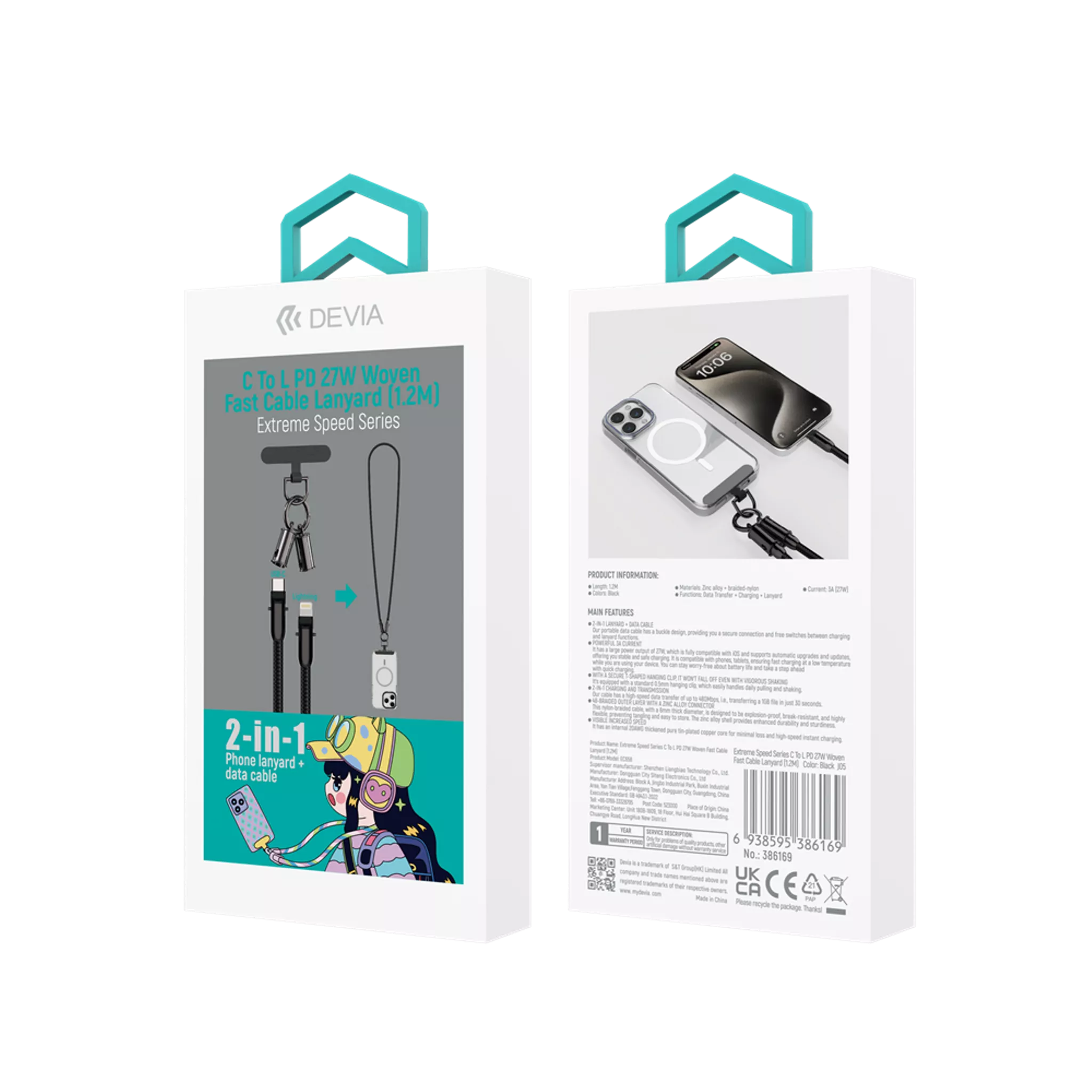 Devia – Câble USB-C vers Lightning (Non-MFI) Power Delivery 27W – 1,2 m