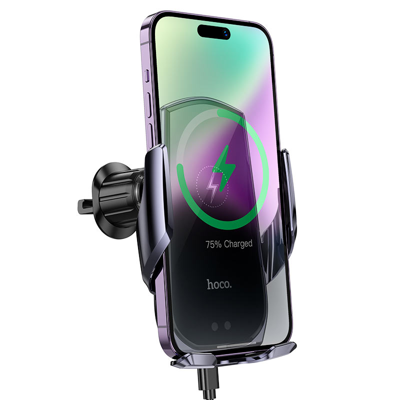 Chargeur Sans Fil Voiture – Hoco CA202 Plus Enlightener (Fixation Aération)