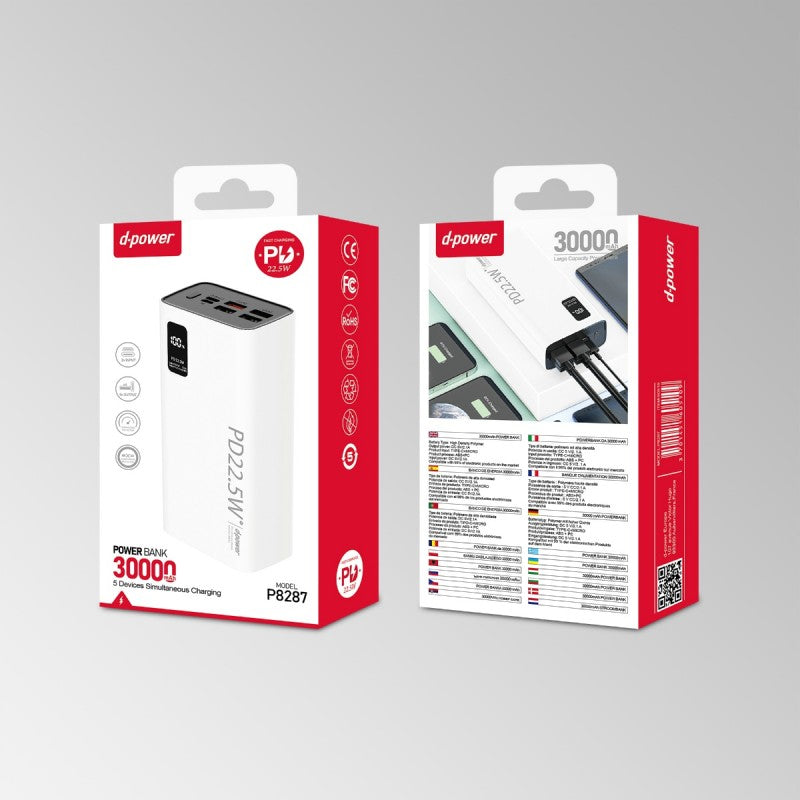 Powerbank P8287 30000 mAh Blanc PD 22.5W